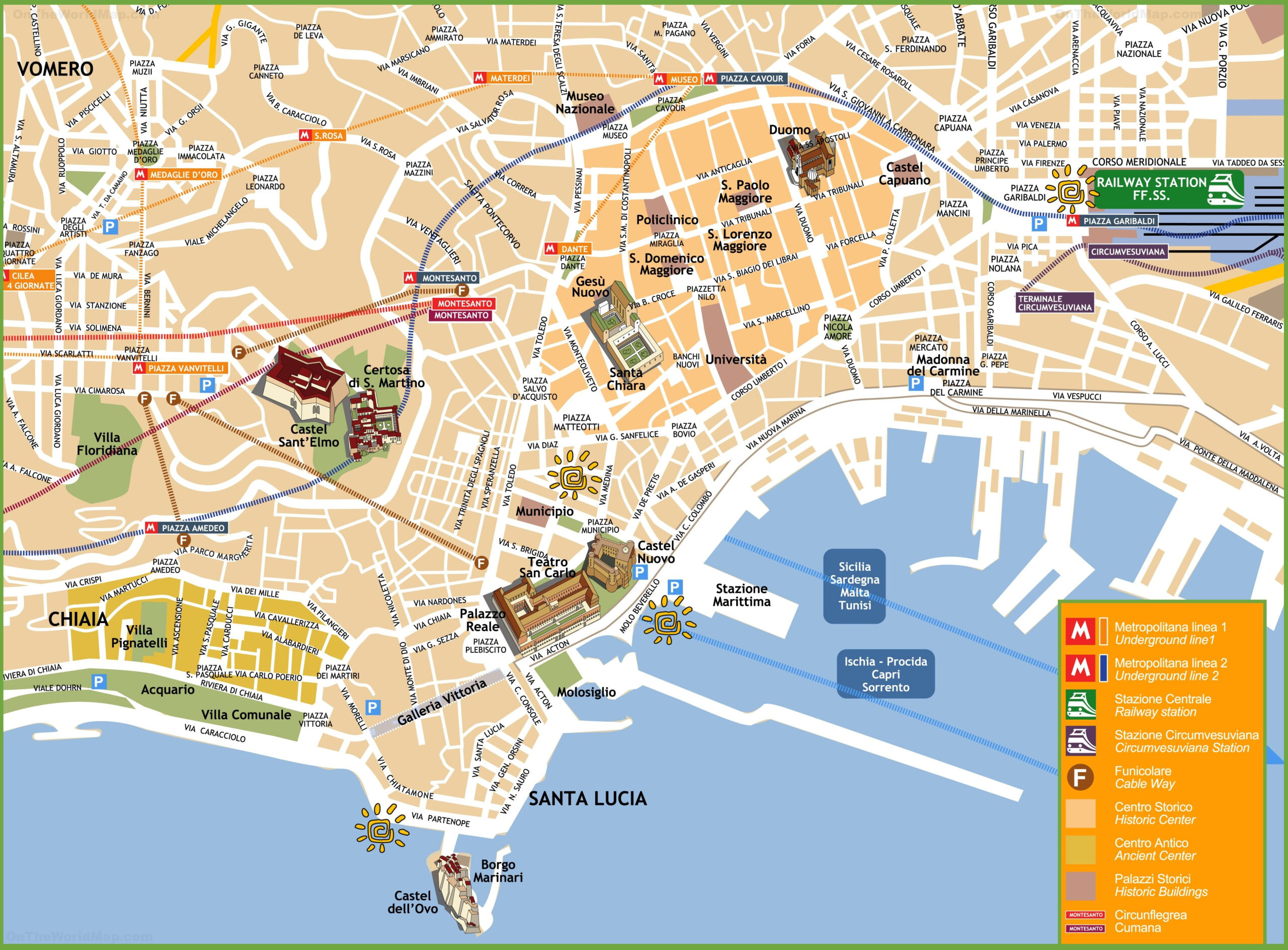 Naples Tourist Attractions Map Naples Map Italy Map Tourist Map