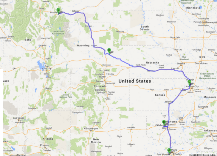 Cattle Drive Route Map From Tx To Montana