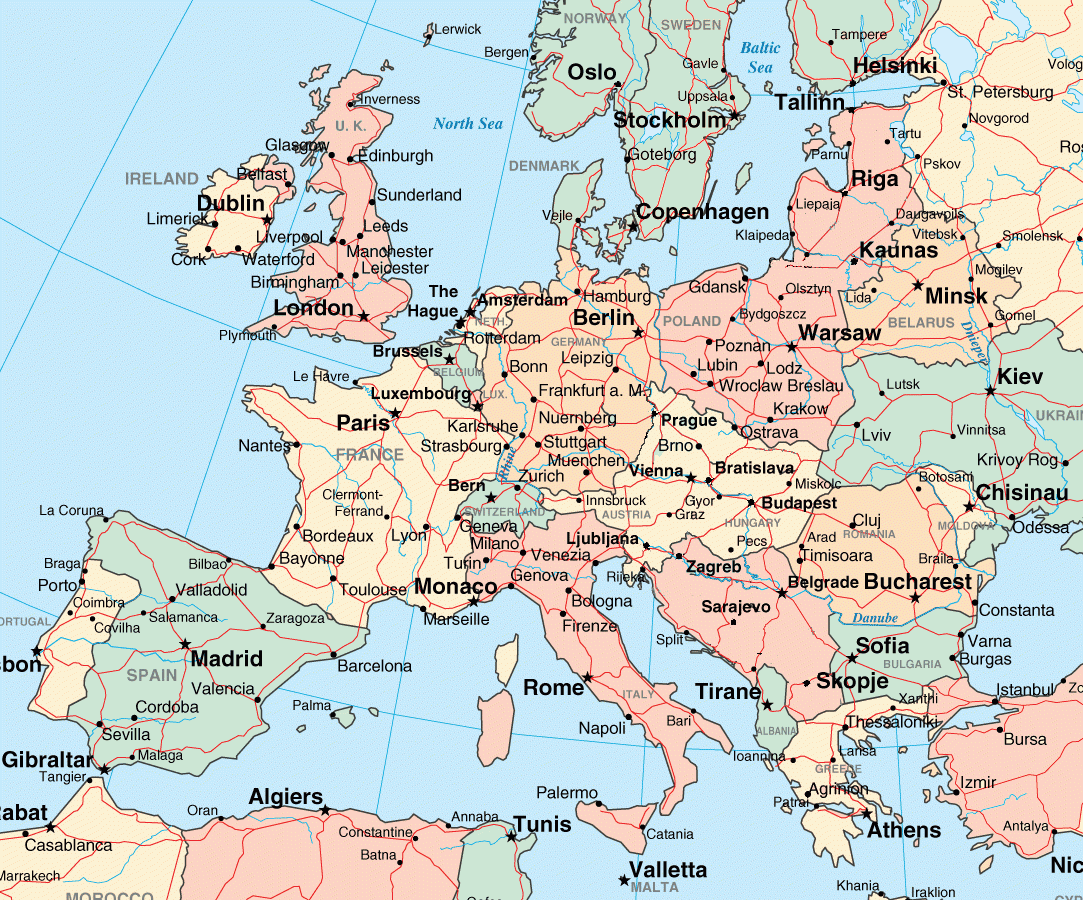 Nerdy Printable Map Of Europe With Cities Derrick Website