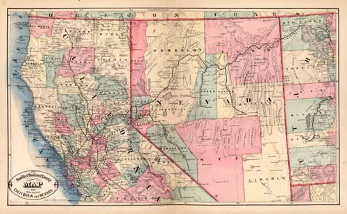 New Rail Road And County Map Of Northern California And Nevada Art 
