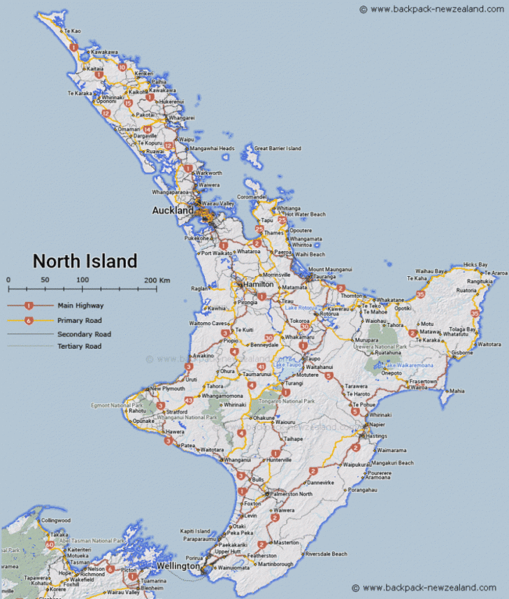 New Zealand North Island Map Printable