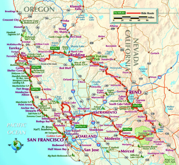 Map Of Central And Northern California Coast