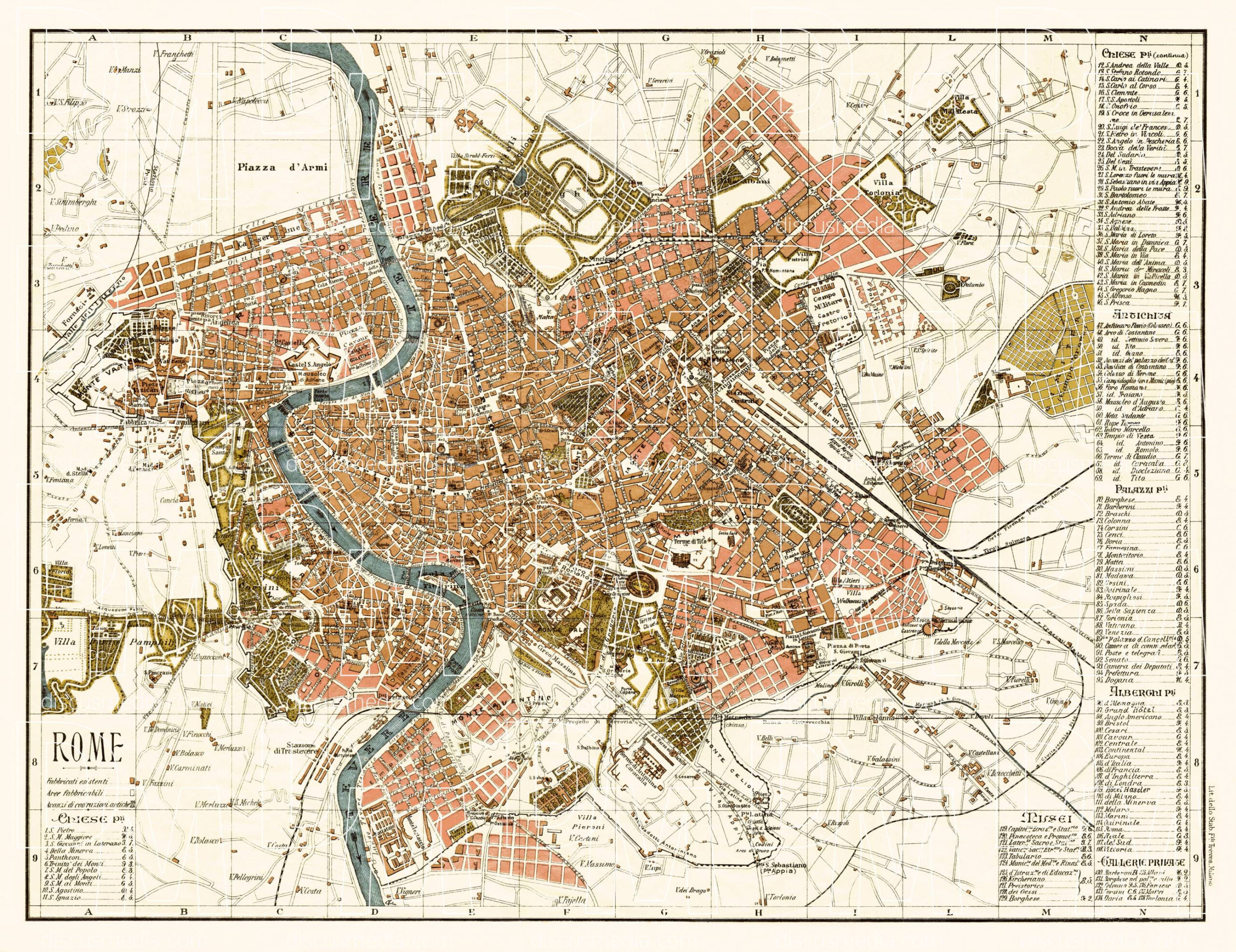 Old Map Of Rome In 1904 Buy Vintage Map Replica Poster Print Or 