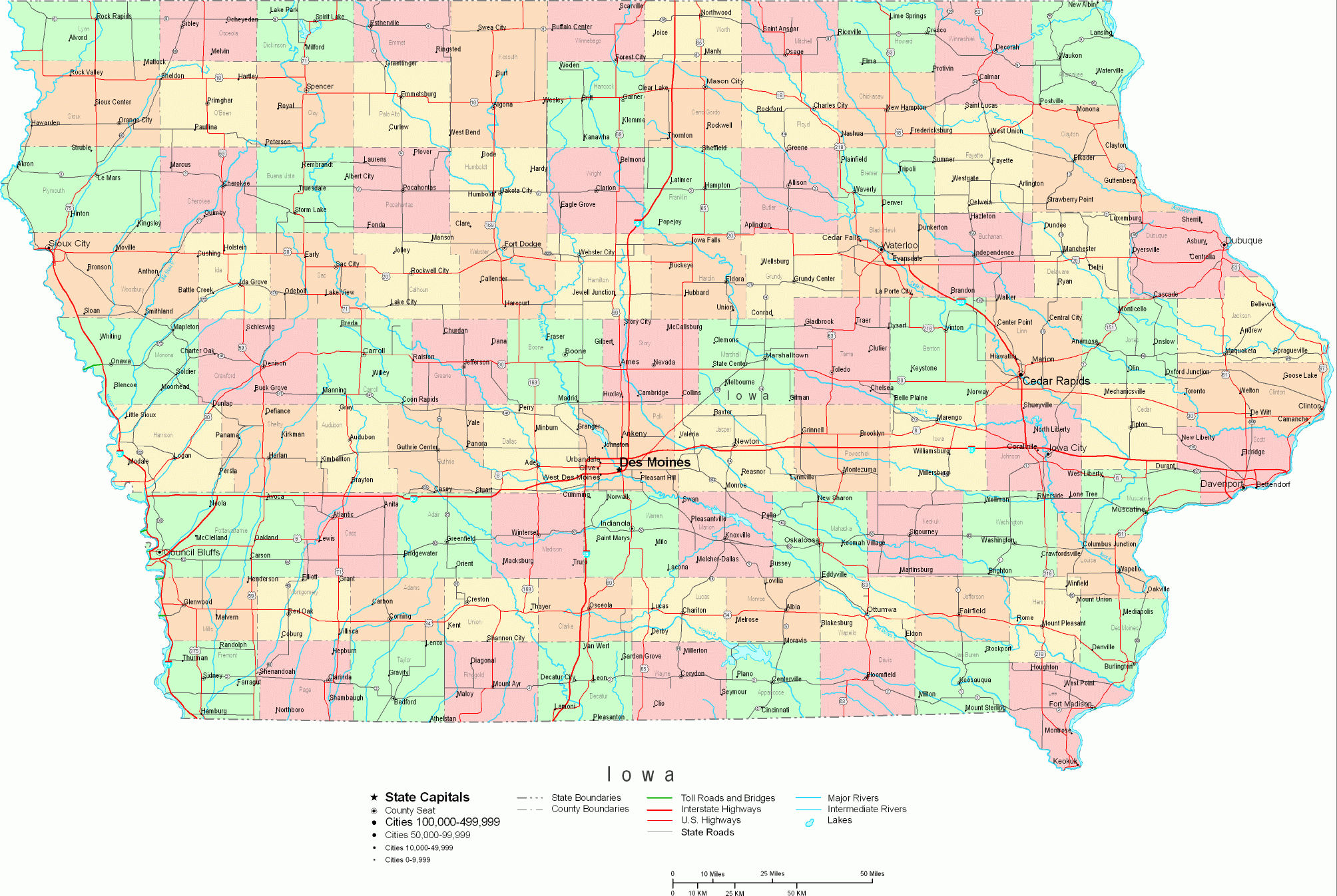 Online Map Of Iowa Large