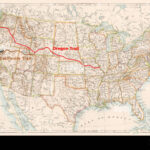 Oregon Trail Und California Trail Routen Auf Einer 1870er Karte Der USA