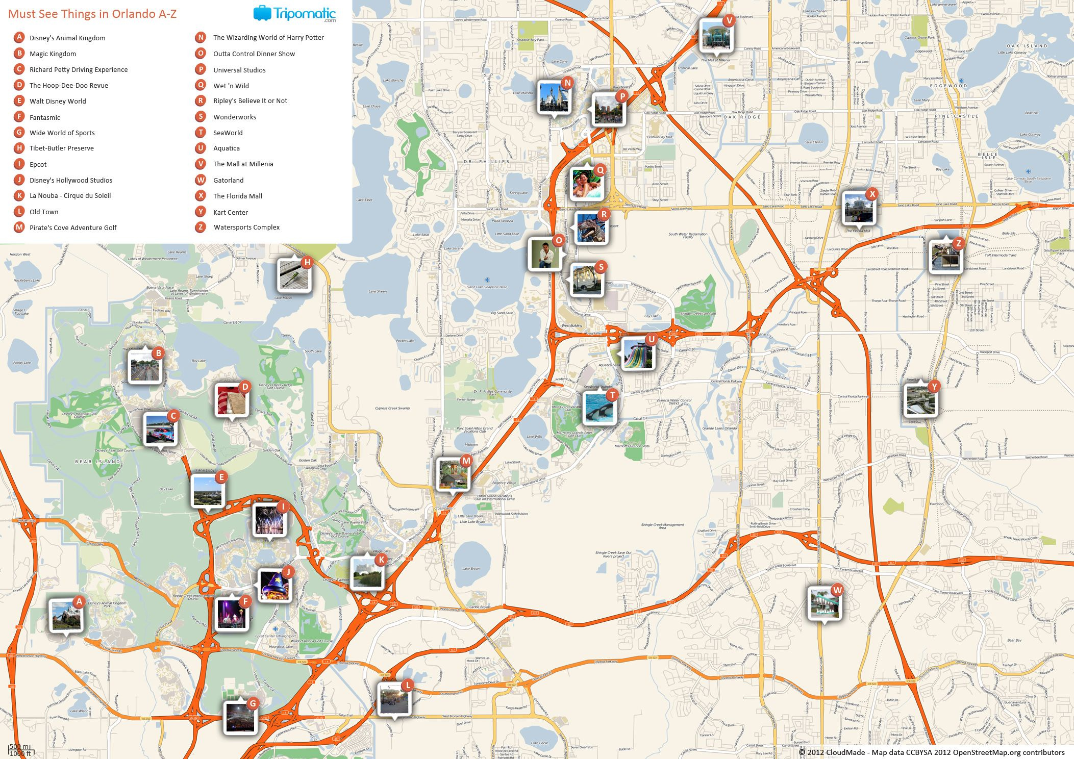 Orlando Printable Tourist Map Tourist Map Attractions In Orlando 