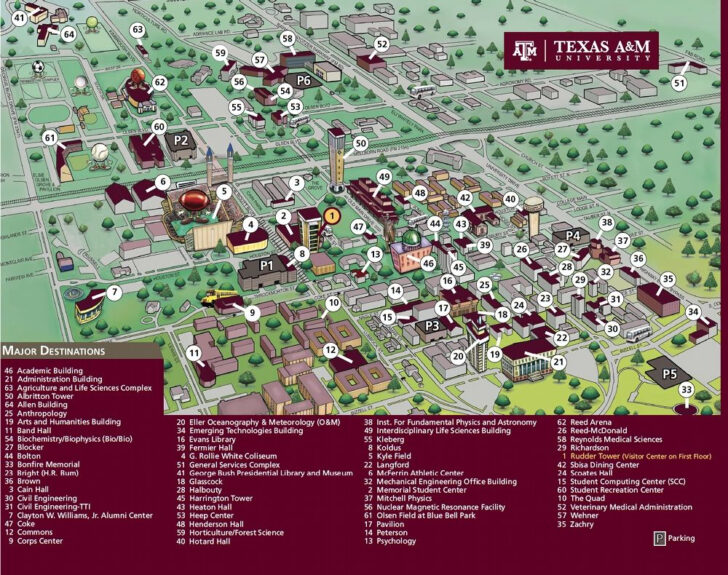 Texas A&M College Station Printable Map Of Campus Map