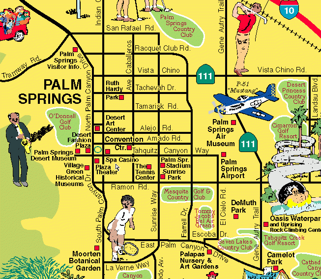 Palm Springs Desert Resorts Visitor s Map Palm Springs Map Palm 