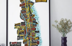 Personalised Chicago Marathon Route Map Wall Art Art Etsy Map