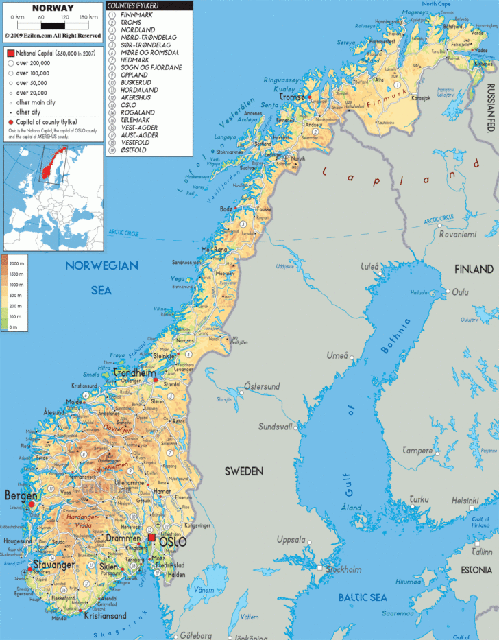 Detailed Map Of Norway