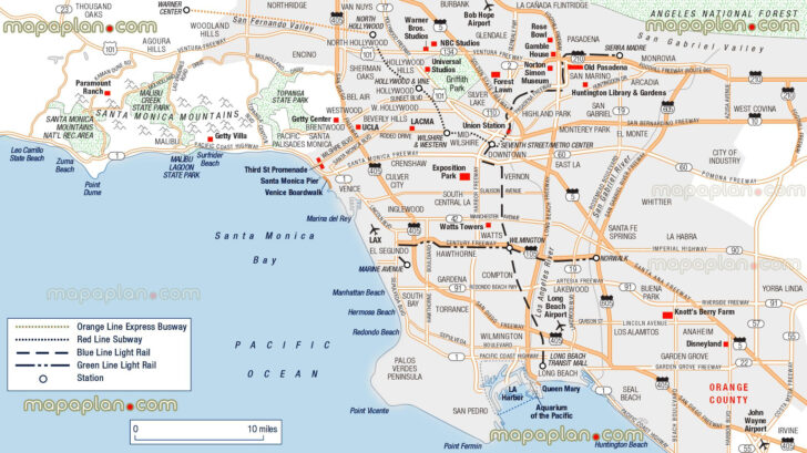 Los Angeles Tourist Map Printable