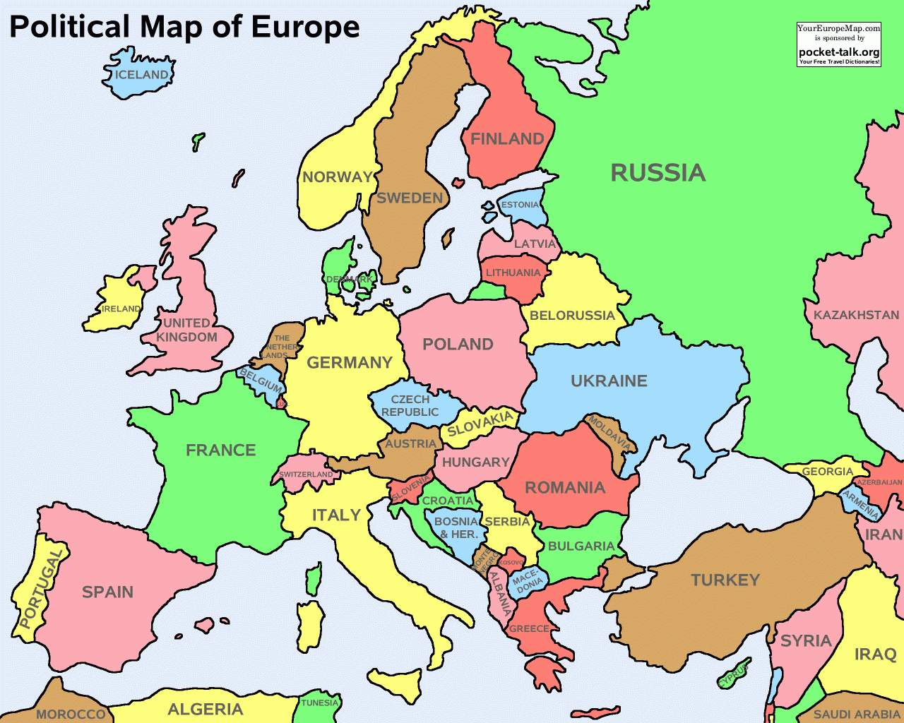 Political Map Of Europe Free Printable Maps