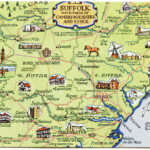 Postcard Map Of Suffolk With Parts Of Cambridgeshire And Essex