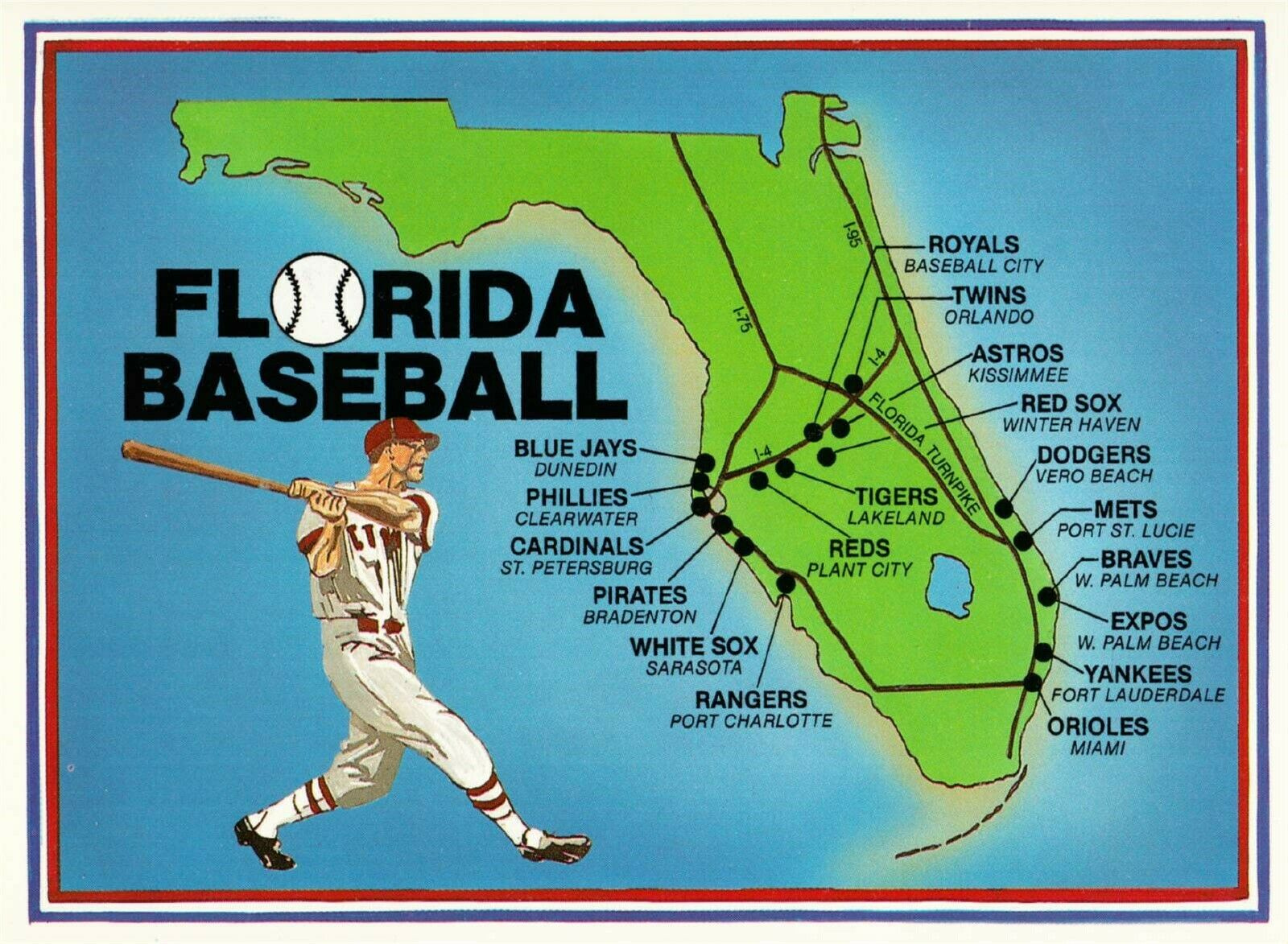 Postcard Of Florida Spring Training Baseball Stadium Map HipPostcard