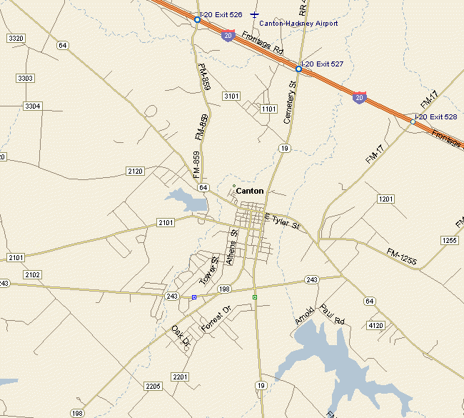 PRAIRIES LAKES REGION CANTON TEXAS MAP