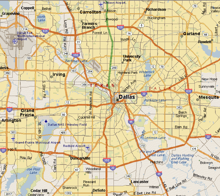 PRAIRIES LAKES REGION DALLAS TEXAS MAP