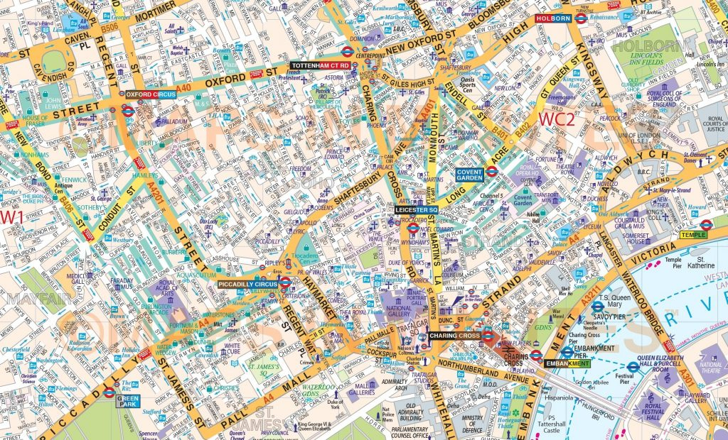 Printable London Street Map Download Of Central Major Tourist 4 