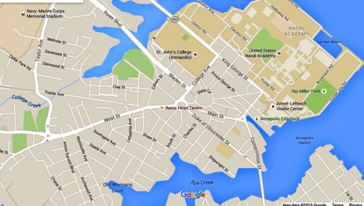 Paper Map Of Annapolis Md And Surrounding Area