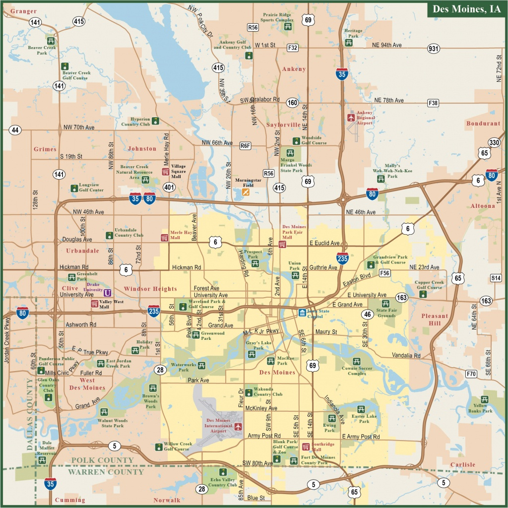 Printable Map Of Des Moines Iowa Free Printable Maps
