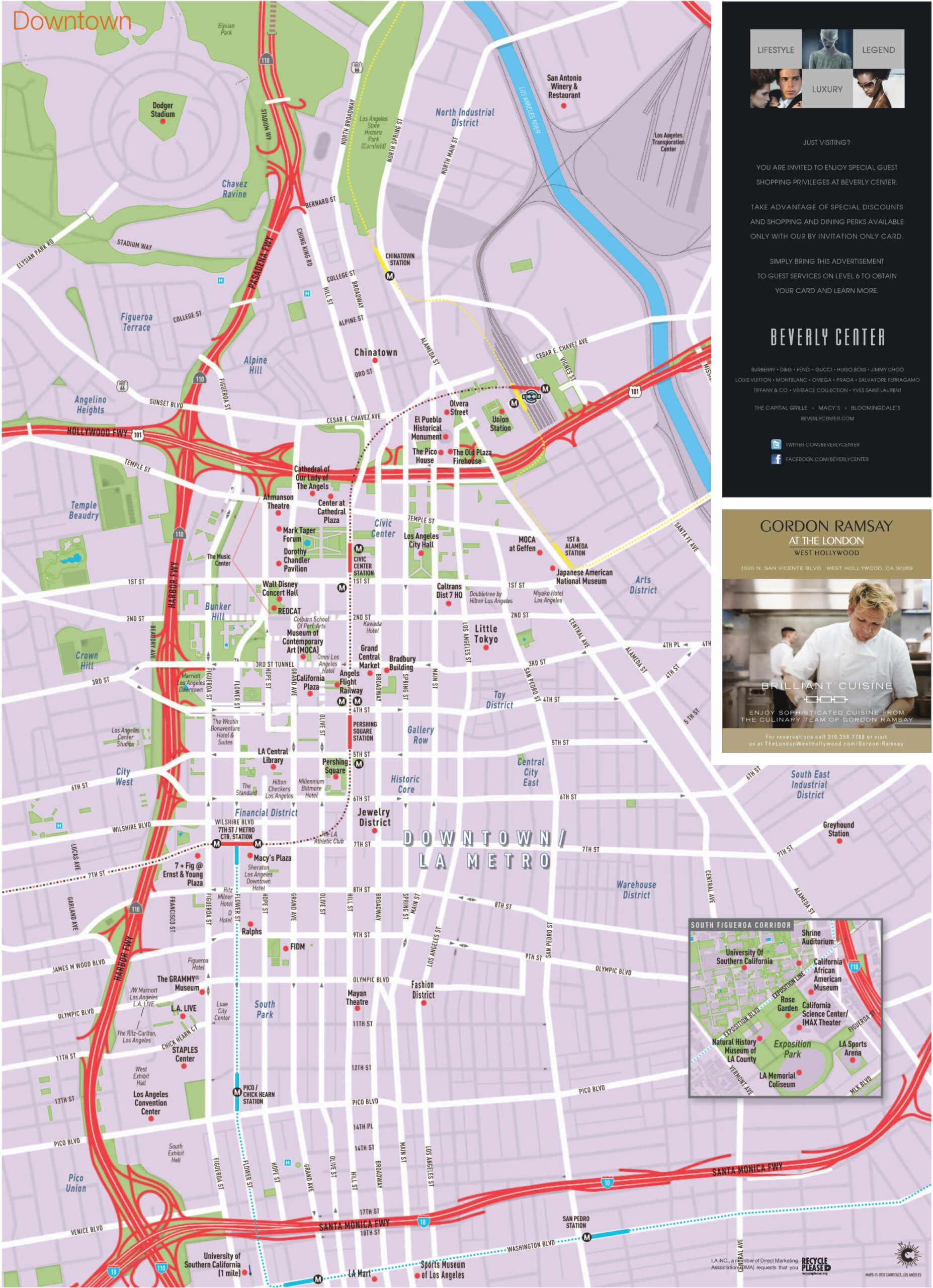 Printable Map Of Downtown Los Angeles And Travel Information Los 