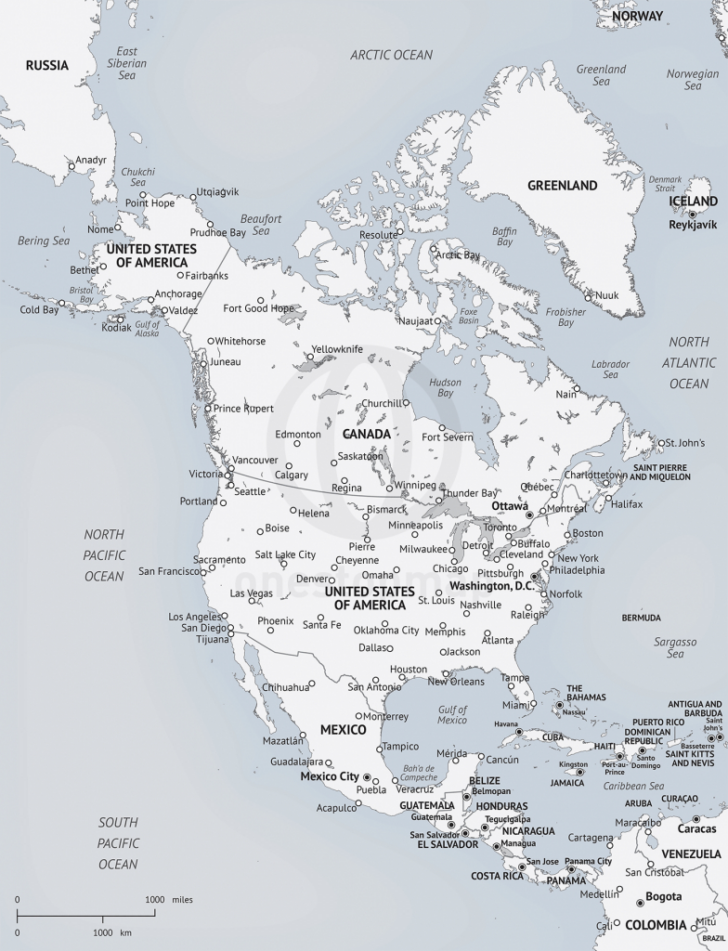 Map North America Printable