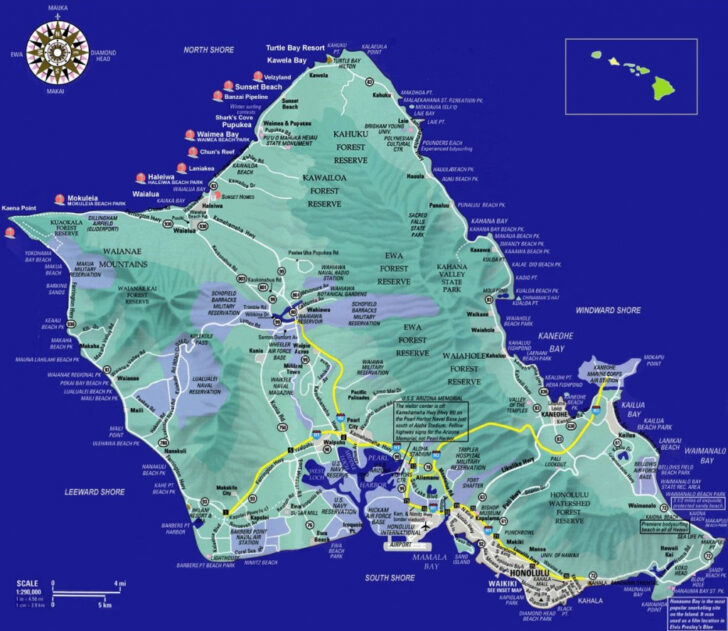 Printable Map Of Oahu And Attractions