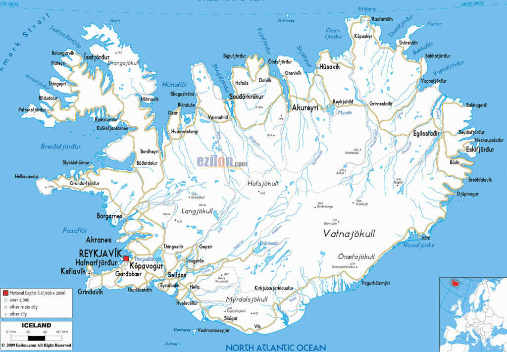 Printable Road Map Of Iceland Printable Maps