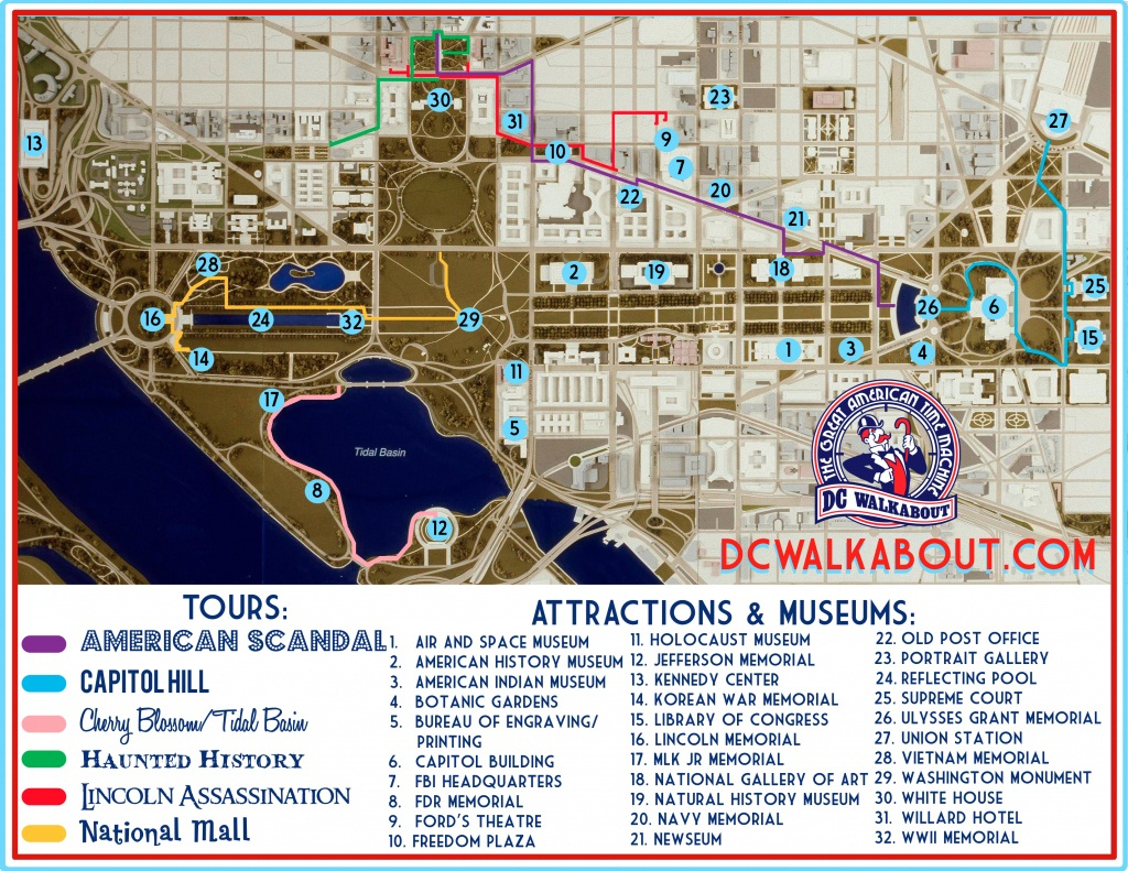 Printable Walking Tour Map Of Washington Dc Printable Maps