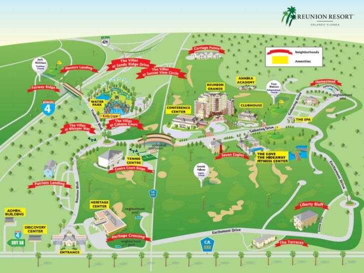 Printable Map Of Reunion Resort Orlando