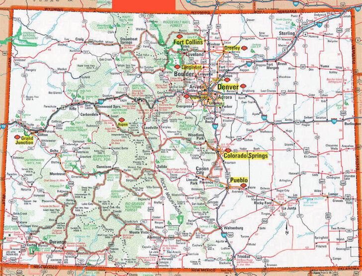 Detailed Colorado Road Map Printable Map Of Colorado