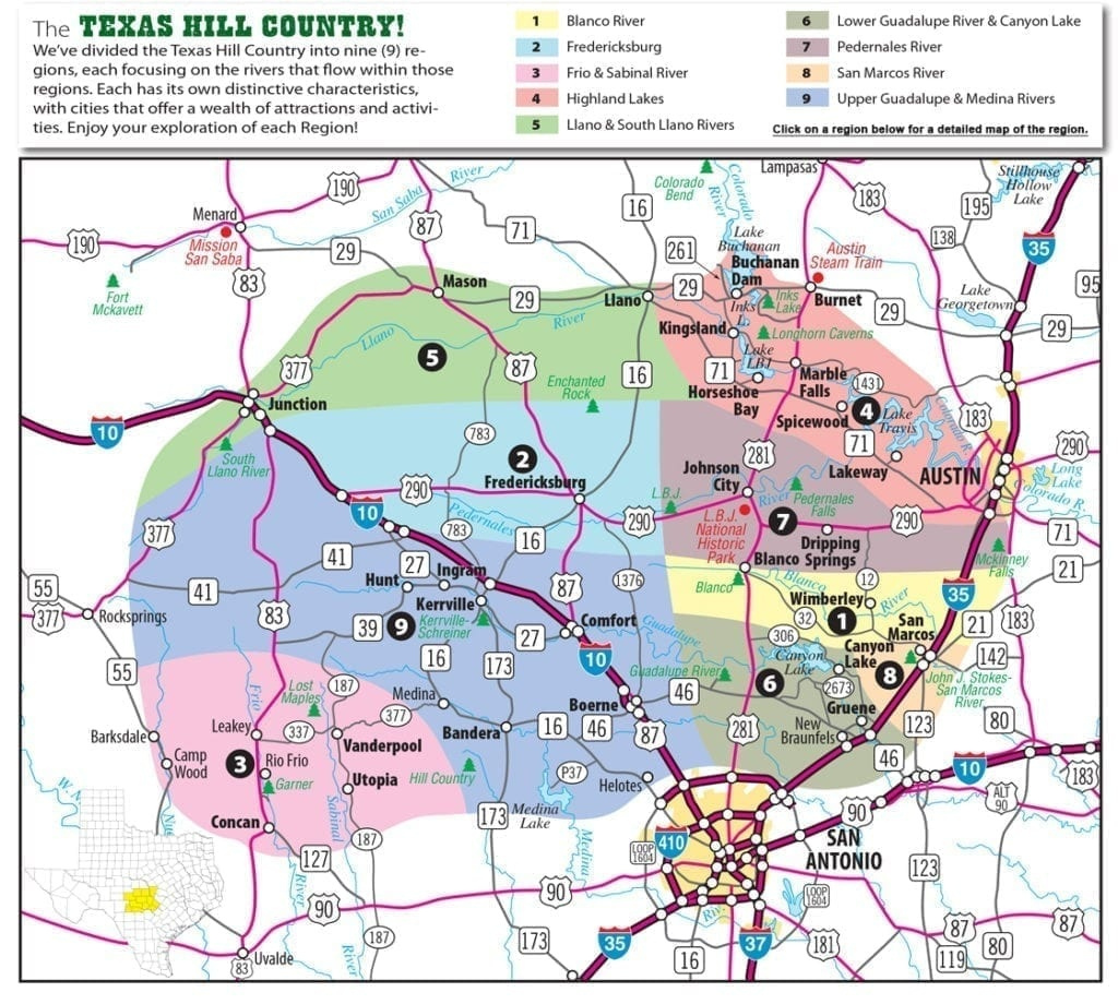 Road Map Convention Visitors Bureaus Of Bandera Fredericksburg 