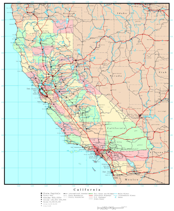 Road Map Of California And Nevada