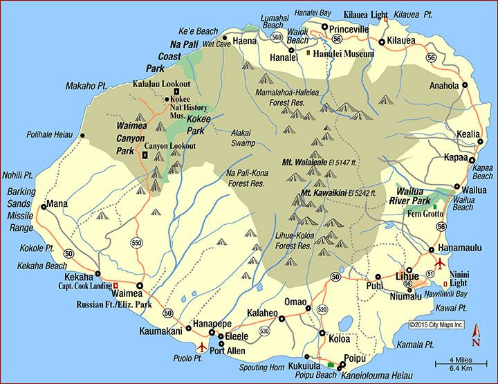 Road Map Of Kauai Lihue Hawaii Kauai Map Kauai Island Kauai Hawaii