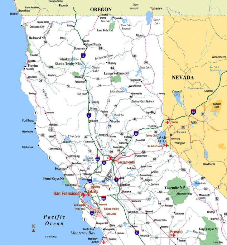 Free Printable Map Of Northern California Cities