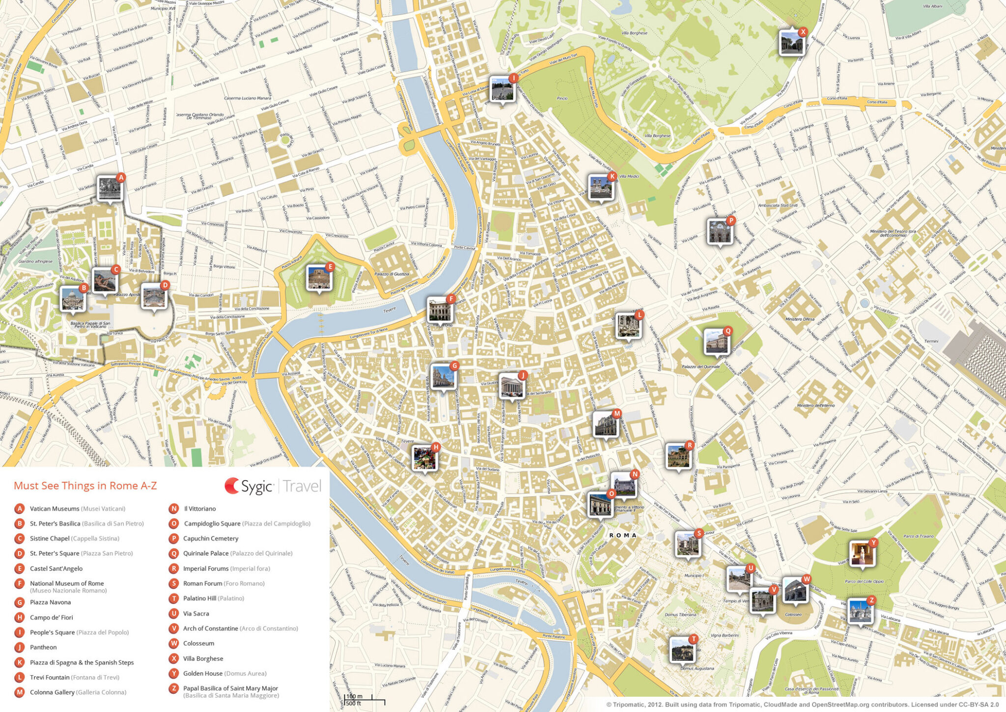 Rome Printable Tourist Map Sygic Travel Wells Printable Map
