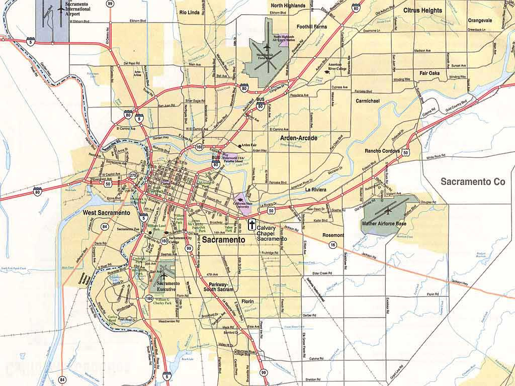 Sacramento Map Free Printable Maps