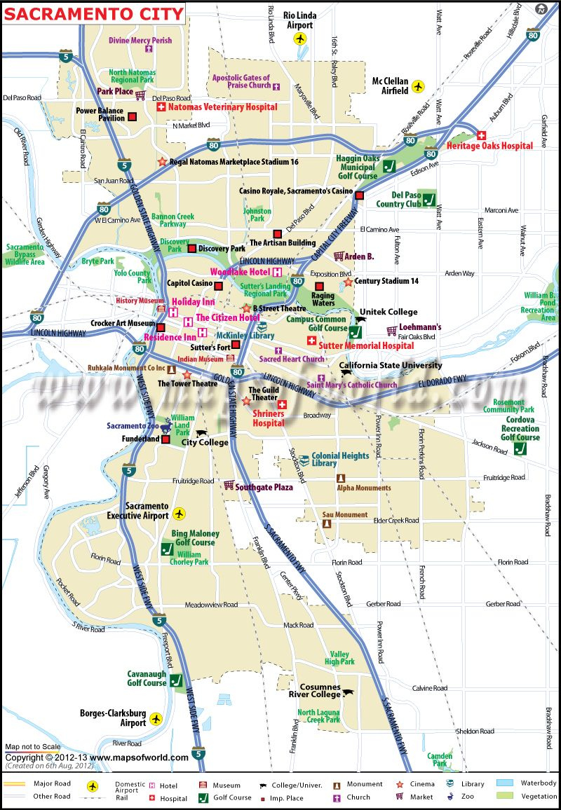 Sacramento Map Sacramento City Sacramento Map California Map