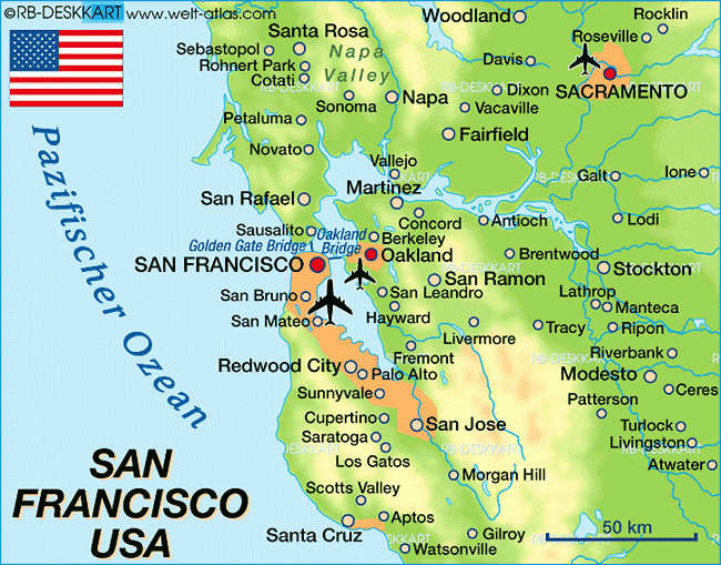 San Francisco San Jose Map Travel Map