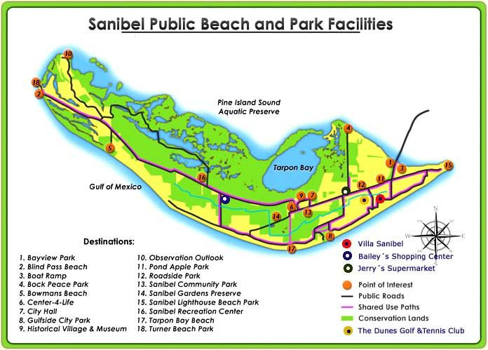 Sanibel Island Beaches Map 