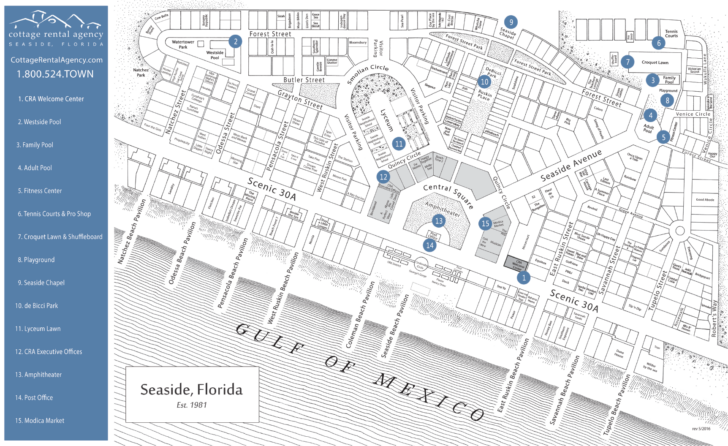 Seaside Florida Town Map