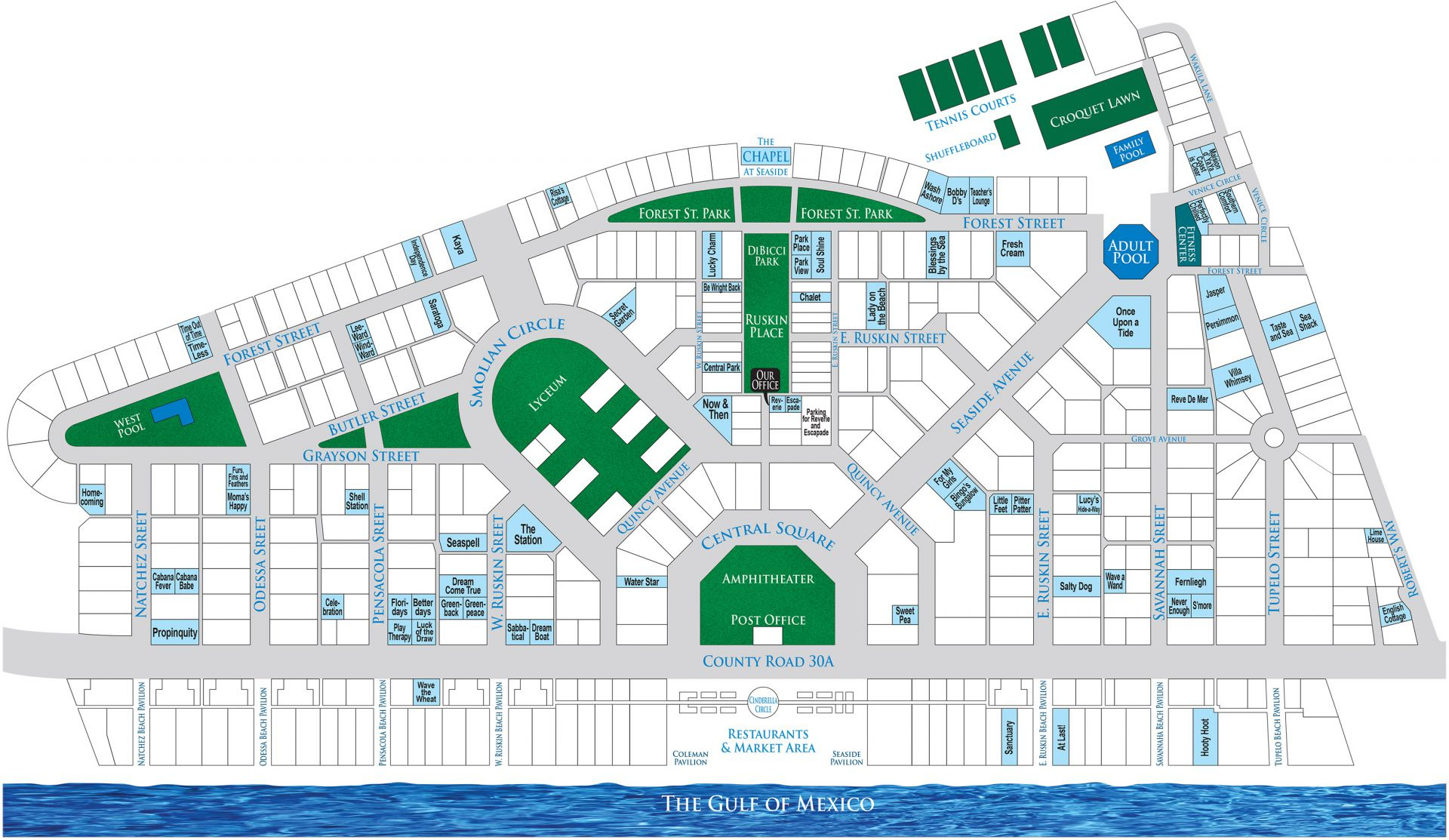 Seaside Florida Street Map