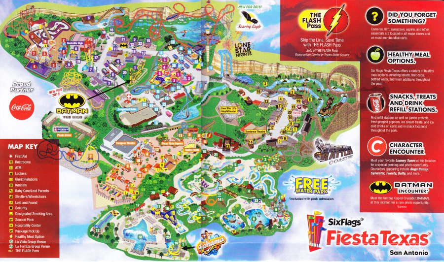 Six Flags Fiesta Texas 2015 Park Map