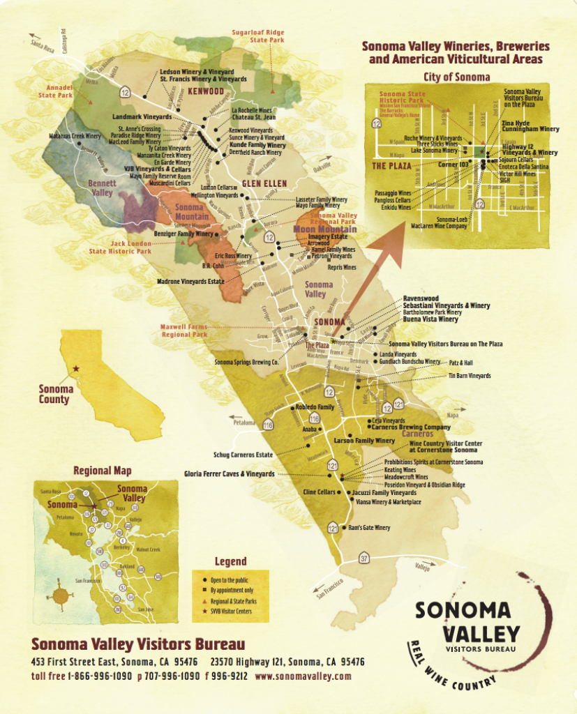 Sonoma Valley Wine Map Best In Sonoma California Wine Tours Map 