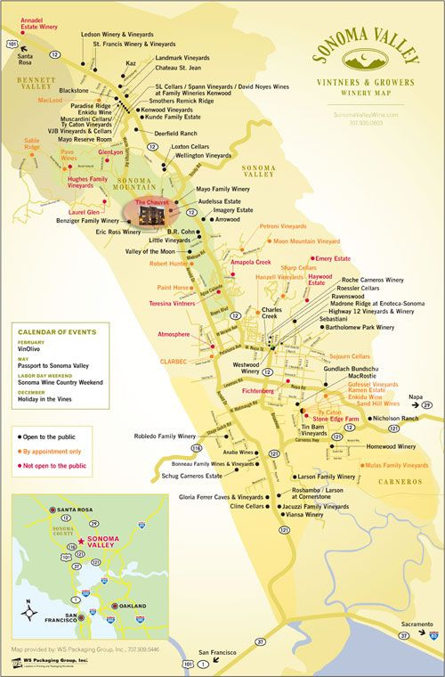 Sonoma Valley Wineries Sonoma Wine Country Winery Map