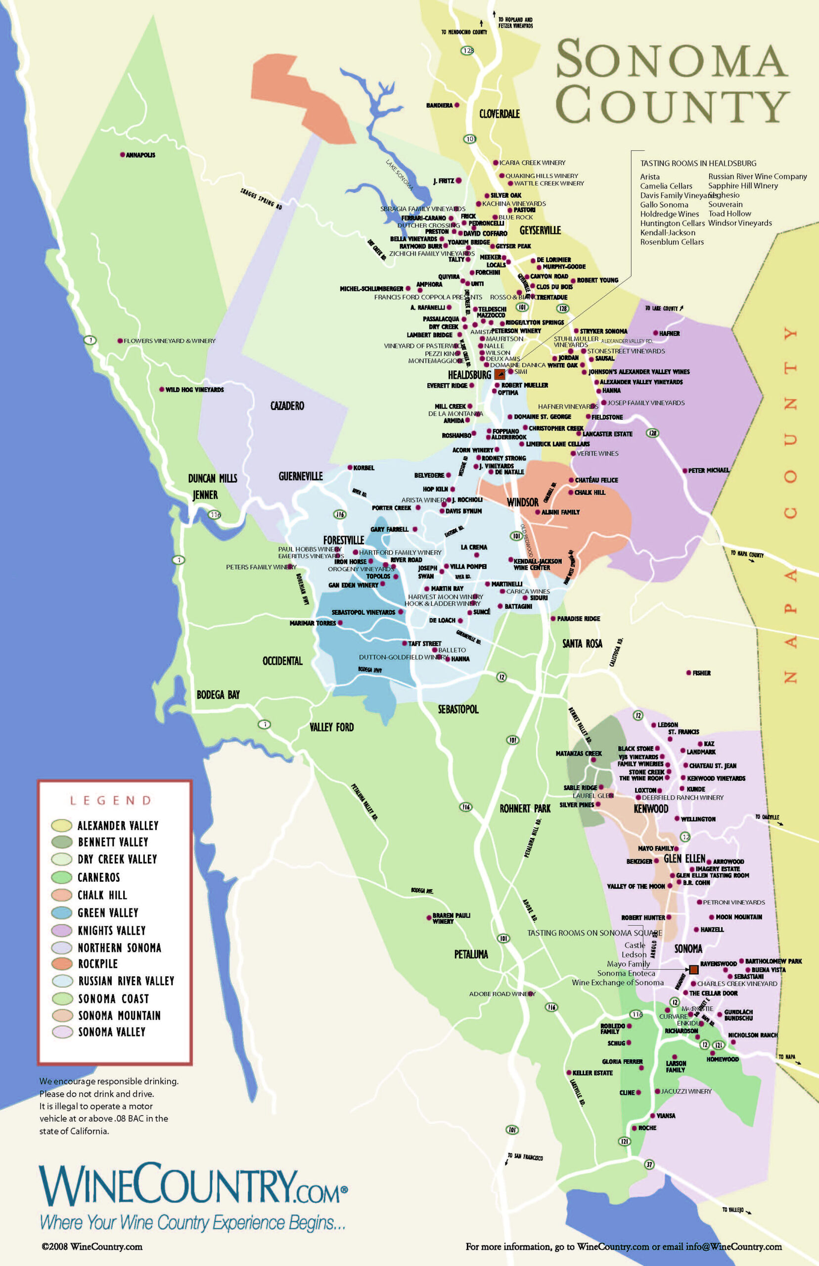 Sonoma Wine Country Sonoma Valley Wineries Wine Map Sonoma Wine Tours