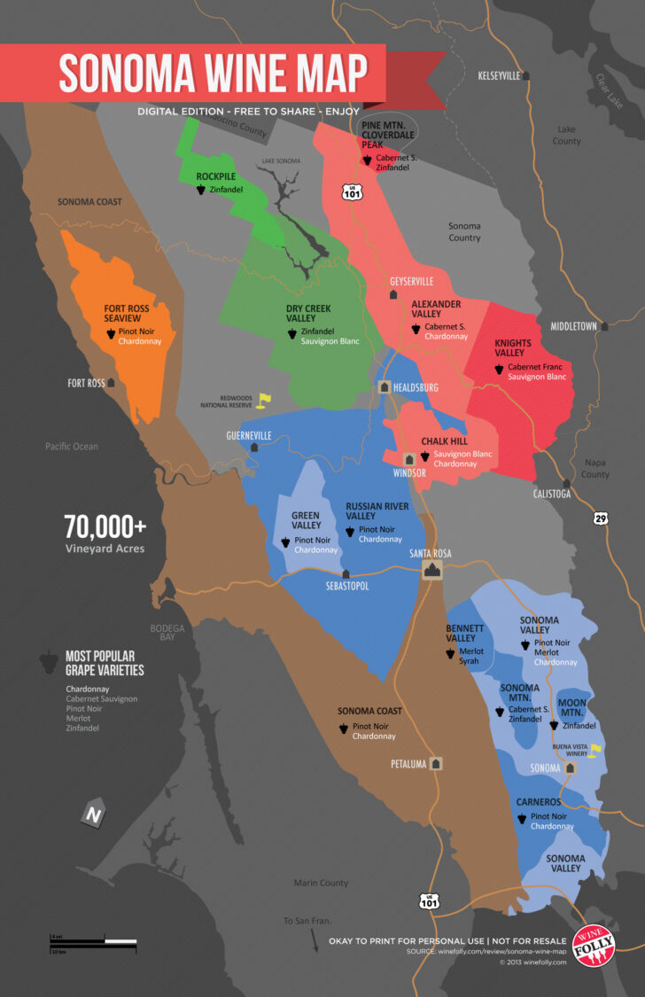 Map Of Sonoma Wine Regions