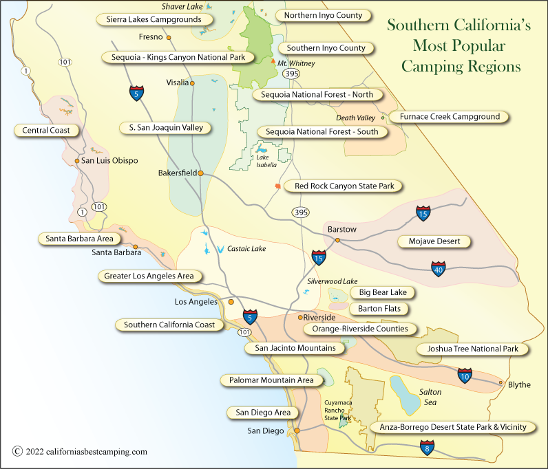 Southern California Campgrounds Map California s Best Camping