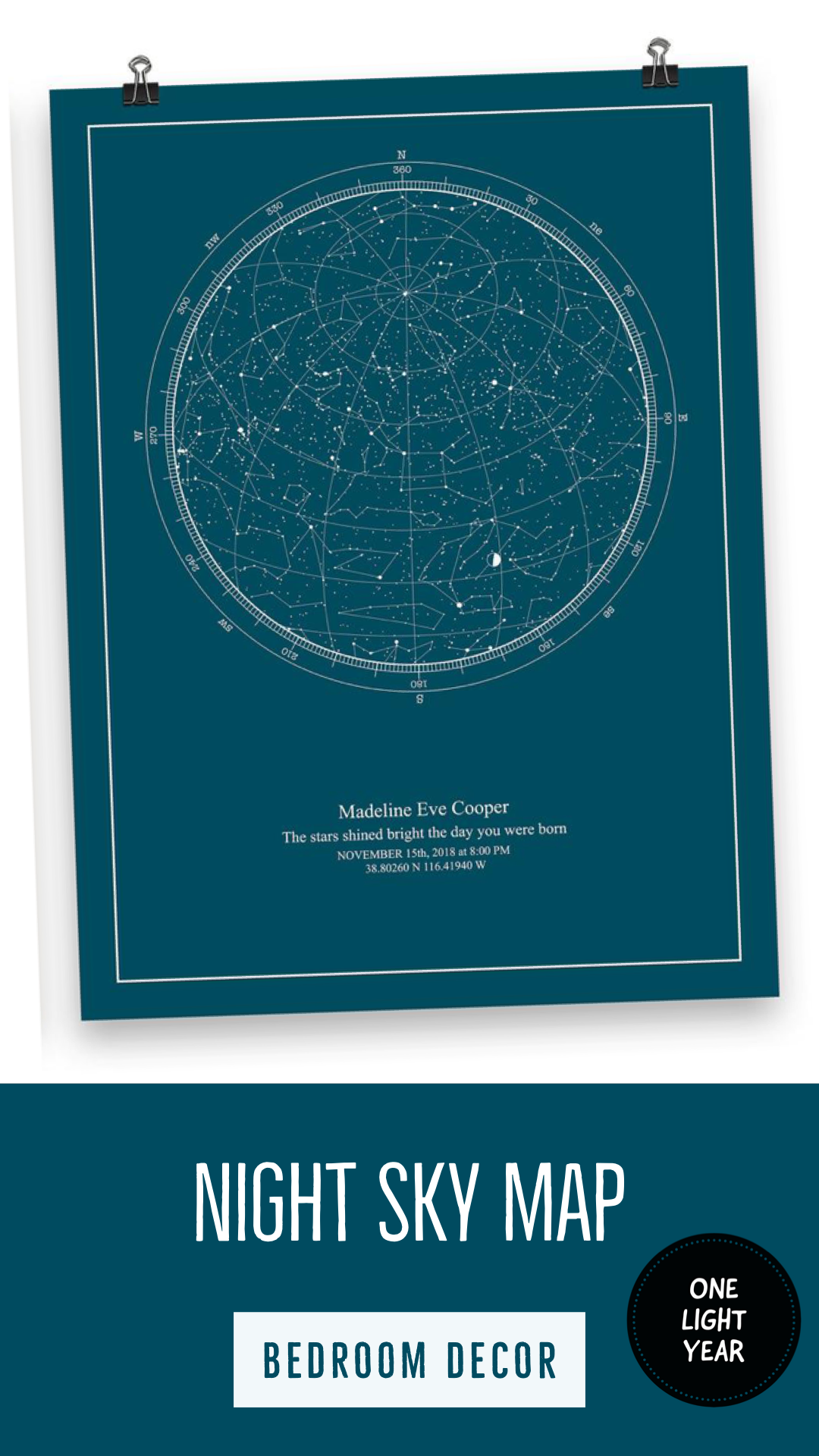 Star Map By Date Night Sky Poster Bedroom Wall Decor Love 