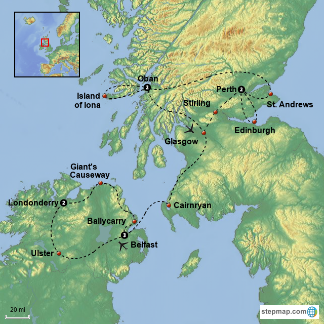 StepMap Scotland Ireland Landkarte F r Europe