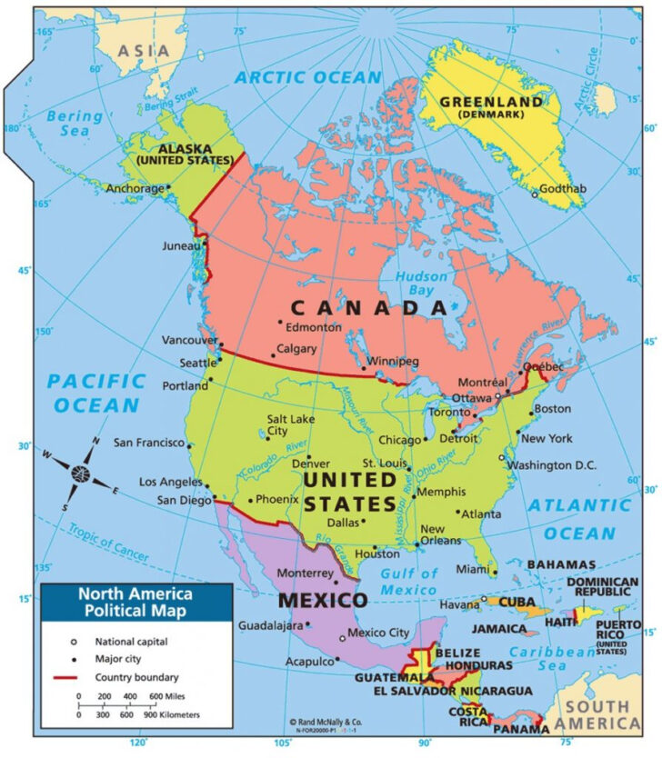 Free Printable Map Of North America
